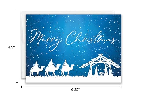 Snowing Nativity Christmas Card Pack of 24 Religious Holiday Greeting Cards
