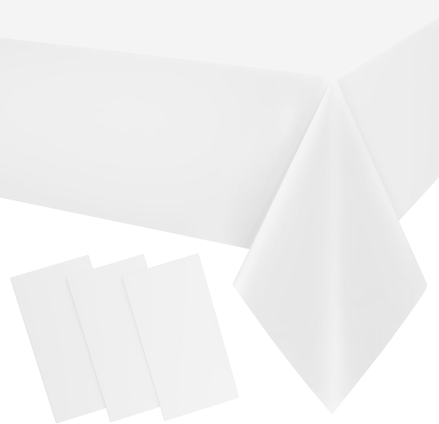 Smiry Disposable Tablecloths - Waterproof Plastic Rectangle Covers | 54 x 108 Inch | 3 Pack - White