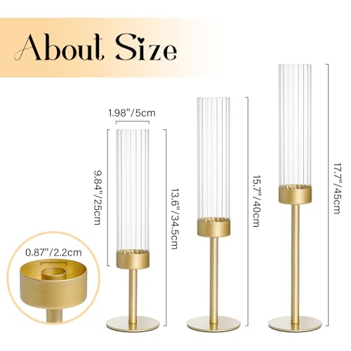 Turvono 6 Pack Gold Hurricane Candle Holders for Table Centerpiece - Elegant Indoor & Outdoor Decor