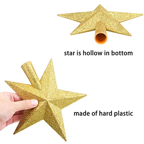 8-Inch Gold Glitter Star Christmas Tree Topper - Festive Holiday Decor