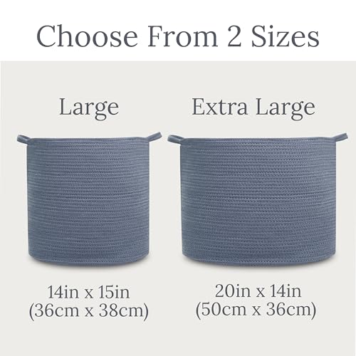 Large Woven Cotton Rope Storage Basket - 15x15x14 Nursery Organizer