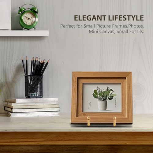 3 Inch Metal Plate Display Stand - Gold Iron Easel for Photos and Books
