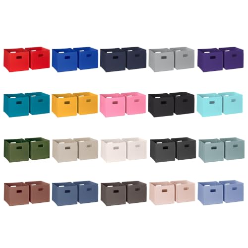 Folding Storage Bins 2-Pack Soft Pink Fabric Cubes with Handles