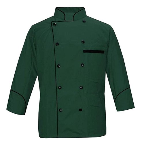 Men's Multi Color Chef Jacket/Light Weight Chef Coat With Contrast Black Piping(Size,S-5XL) (Green, Medium)