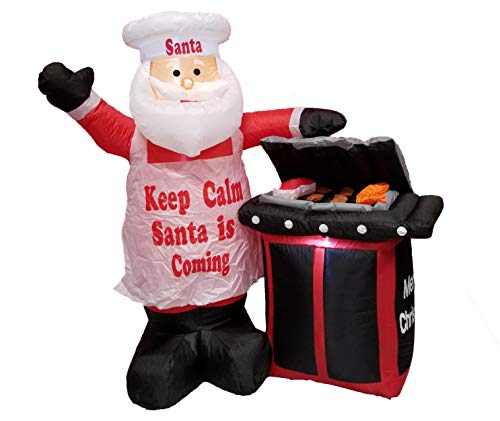 Lighted Christmas Inflatable Santa Chef Scene - 5.3 ft Outdoor Holiday Decor