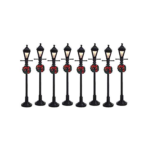 Christmas Village Gas Lantern Street Lamp Set - 8 Piece Battery Operated