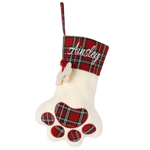 Personalized Christmas Stocking with Custom Name - Red Stocking for Fireplace, One Size