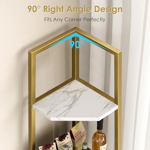 6-Tier Industrial Corner Shelf, 69-Inch Tall Metal Bookshelf & Plant Stand