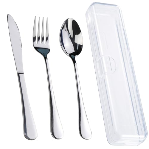 4-Piece Stainless Steel Travel Utensils Set with Carrying Case