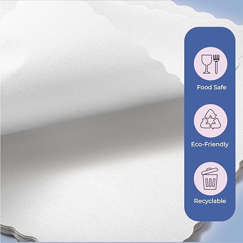 50 Pack Disposable Paper Placemats, 14 x 10 Inch Scalloped Edge Table Mats