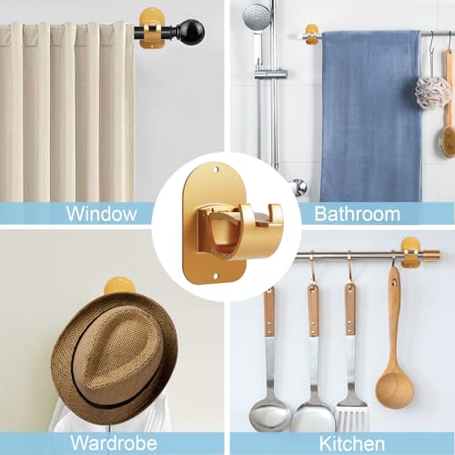 No-Drill Self-Adhesive Curtain Rod Brackets - 4PCS Gold Wall Hangers