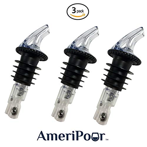 AmeriPour 1.5oz Liquor Pourer Spouts - 3 Pack Made in USA, No Leak, Perfect Cocktail Pour