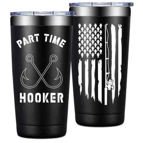 Fishing Tumbler Cup 20 oz with Funny Saying - Black Fishing Lovers Variation
