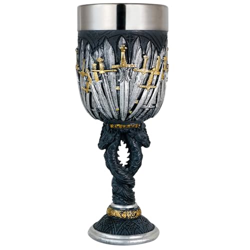 Medieval Dragon Sword Chalice Goblet - 7oz Stainless Steel Wine Cup