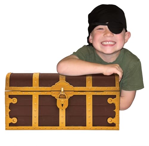 Treasure Chest with Lock and Key - Durable Plastic Storage Container for Kids & Classroom
