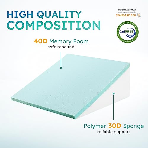 Bedluxe 10 Inch Cooling Gel Bed Wedge Pillow for Acid Reflux Relief