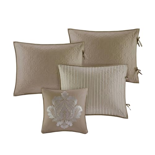 Classic Quilted Daybed Cover Set - 6 Piece Reversible Bedding, Khaki (39"x75")