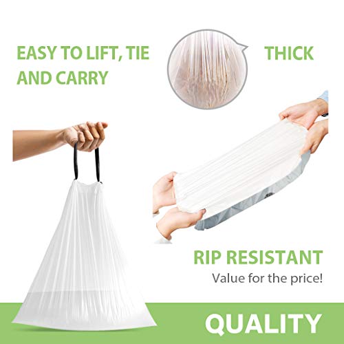 2 Gallon Drawstring Small Trash Bags - 90 Count White Bin Liners
