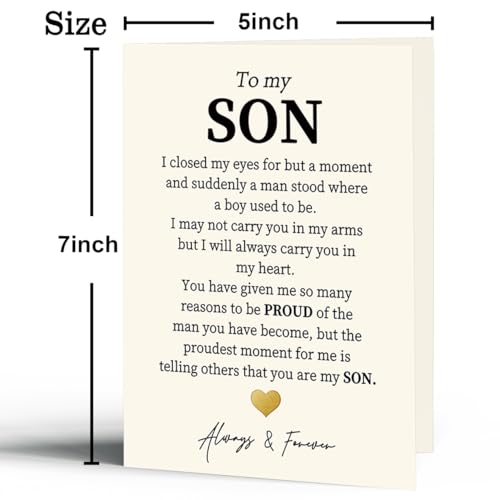 Heartfelt Birthday Card for Son - 5x7 Greeting Card with Envelope