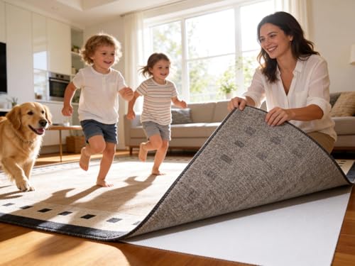 Non-Slip Rug Pad for Hardwood Floors, 2x3ft Washable Silicone Gripper