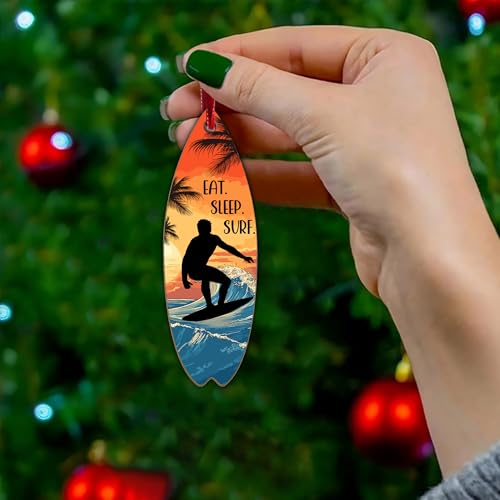 Boy Surfing Christmas Ornament 2025 - Surfboard Decor for Surfers & Beach Lovers