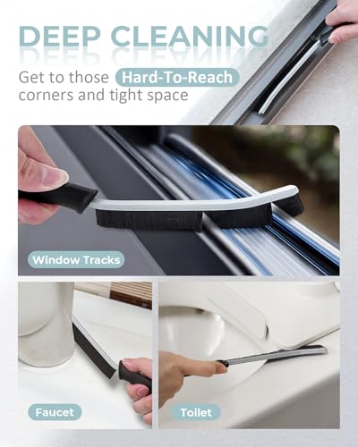 Hard Bristle Crevice Cleaning Brush Set for Tile Grout & Gaps (3 Pack)