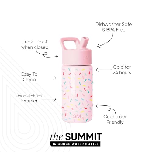 Simple Modern Kids Water Bottle 14oz Insulated Stainless Steel with Straw