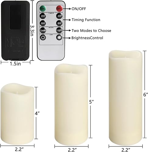 YOROXRG 24 Pack Ivory Waterproof Outdoor Flameless Candles with Remote & Timer Set