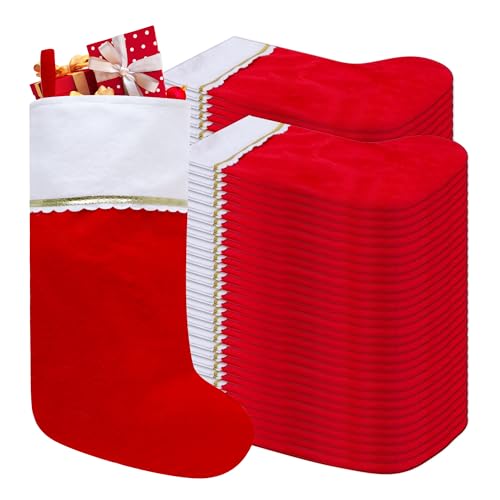 Tokforty Red & White Felt Christmas Stockings 100 Pack - 19 Inch Holiday Decor