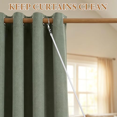 36-Inch Curtain Pull Wand Set, 4-Pack Fiberglass Drapery Rods with Hooks