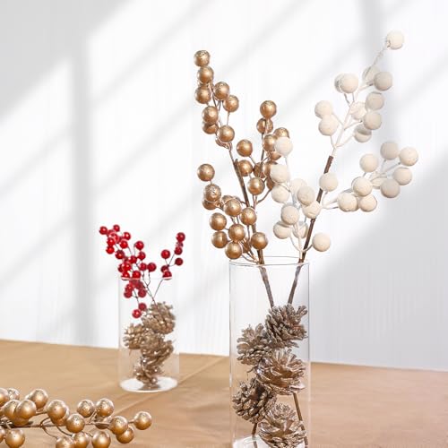 Clear Glass Cylinder Vases Set of 6 - 6 x 3.4 Inch Short Vases for Centerpieces