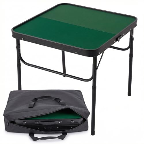 31.5-inch Foldable Mahjong Table with Flocked Mat & Dual-Height Adjustment
