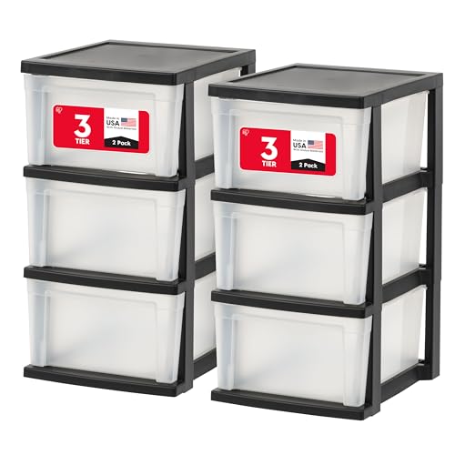 3-Drawer Slim Narrow Storage Organizer Cart Clear Plastic 2-Pack