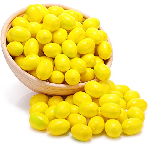 100 Pcs Artificial Faux Lemons - Realistic Yellow Fruit Decor