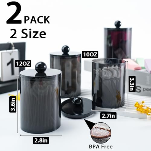 2-Piece Acrylic Q-Tip and Cotton Ball Holder Jars with Lids