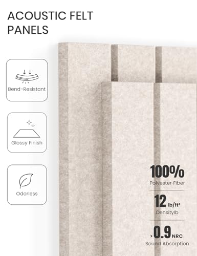 Fluxynara Felt Bulletin Board Tiles - 12 Pack Oatmeal Pin Boards