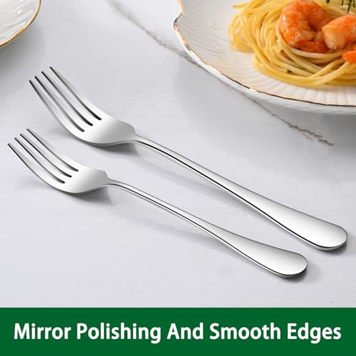 8-Inch Stainless Steel Dinner Forks Set - Dishwasher Safe Silverware (8 Pack)