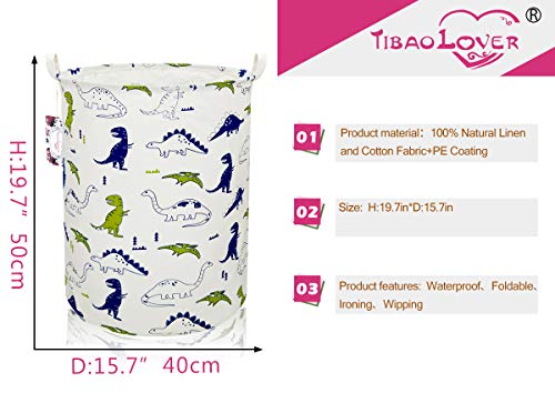 Dinosaur Kids Laundry Basket and Toy Storage Bin with Handles