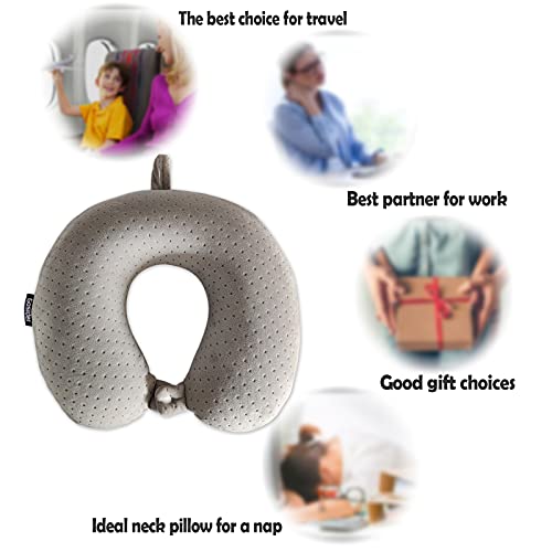 Memory Foam Travel Neck Pillow - U Shape Velvet Support for Head & Neck Relief