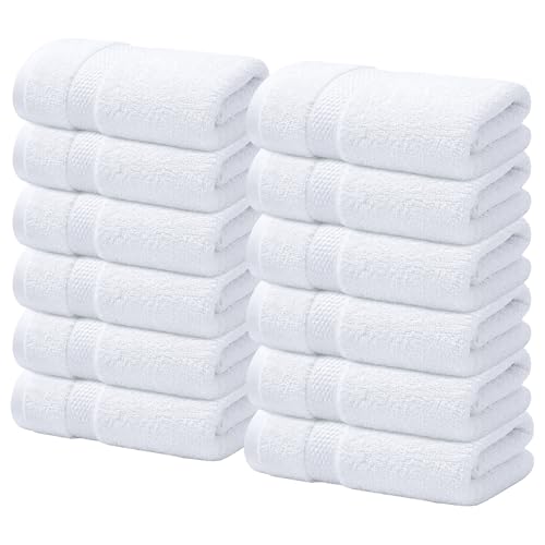 Infinitee Xclusives 100% Cotton Washcloths 12 Pack 13x13 Soft Absorbent Face Towels