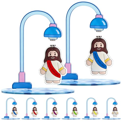 360° Rotating Magnetic Jesus Figures - Acrylic Stress Relief Desk Decor (2-Pack)