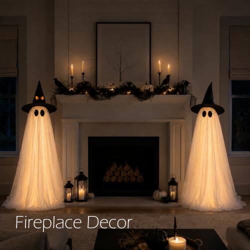 Lighted Halloween Ghost Outdoor Yard Decorations with Remote - 2 Pack