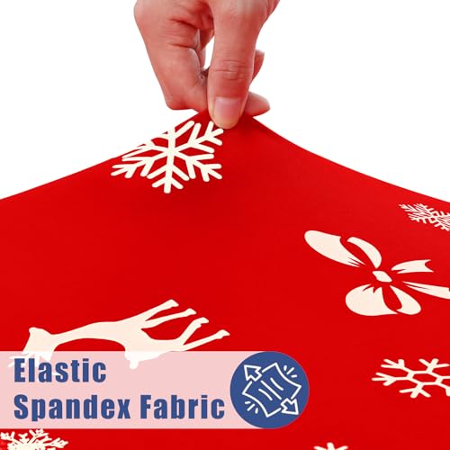 Round Spandex Christmas Red Fitted Tablecloth for 45"-56" Tables