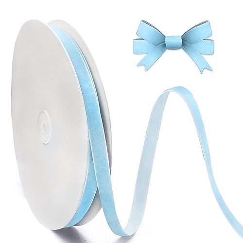 Velvet Ribbon for Crafts & Gift Wrapping - Light Blue 3/8" x 25 Yards - Style 3 Pale Blue