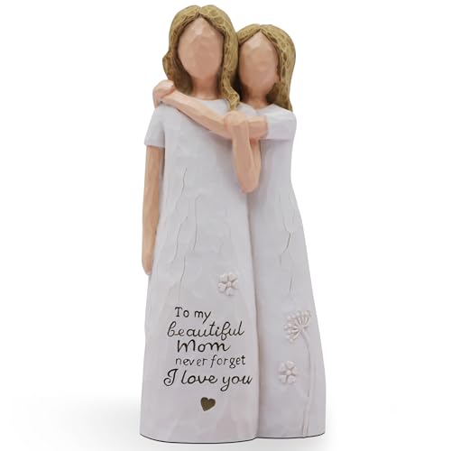 Mother Daughter Figurine Hand-Painted Resin Statue Gift for Mom