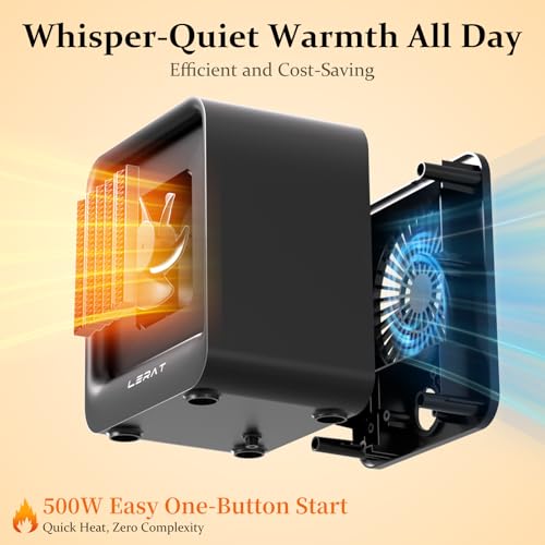 Portable Mini Space Heater 500W Electric Desk Heater with Safety Protection