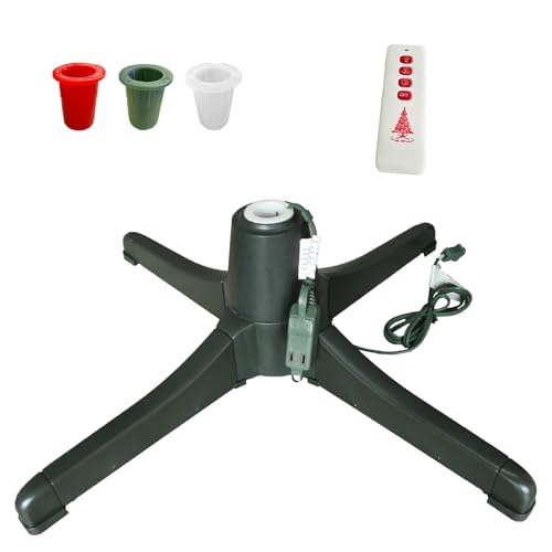 360-Degree Rotating Christmas Tree Stand with Outlets - 80 lb Capacity