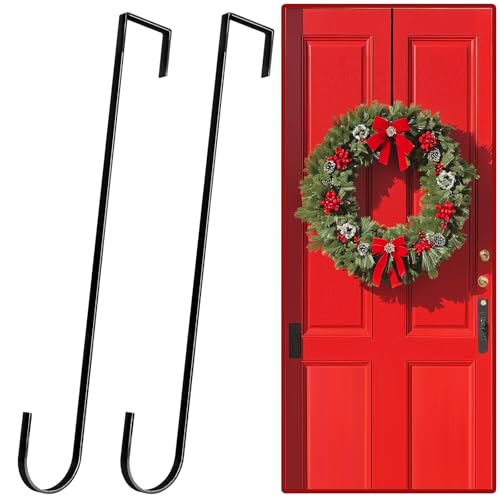 12-Inch Metal Over the Door Wreath Hangers - 2 Pack Non-Scratch Hooks