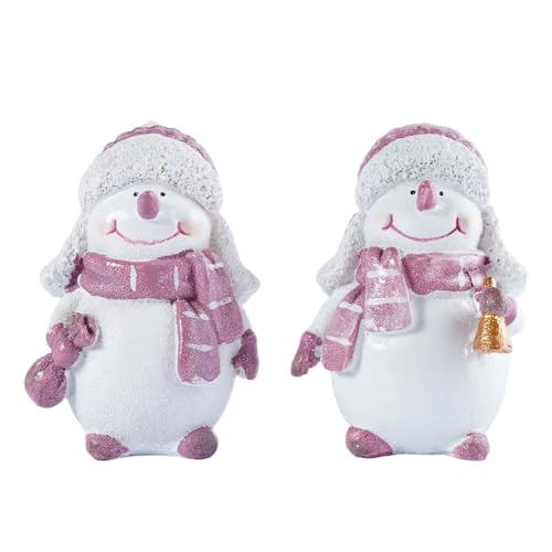 Brizoria Whiterose Snowman Figurine Set - Indoor Christmas Decorations, 2 Pieces