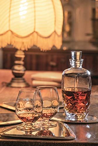 Set of 6 European Crystal Brandy Glasses - Stemless Snifter for Whiskey & Spirits